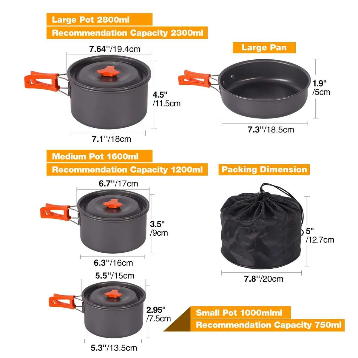 11/12/22 PCS Camping Cookware Mess Kit From Redcamp