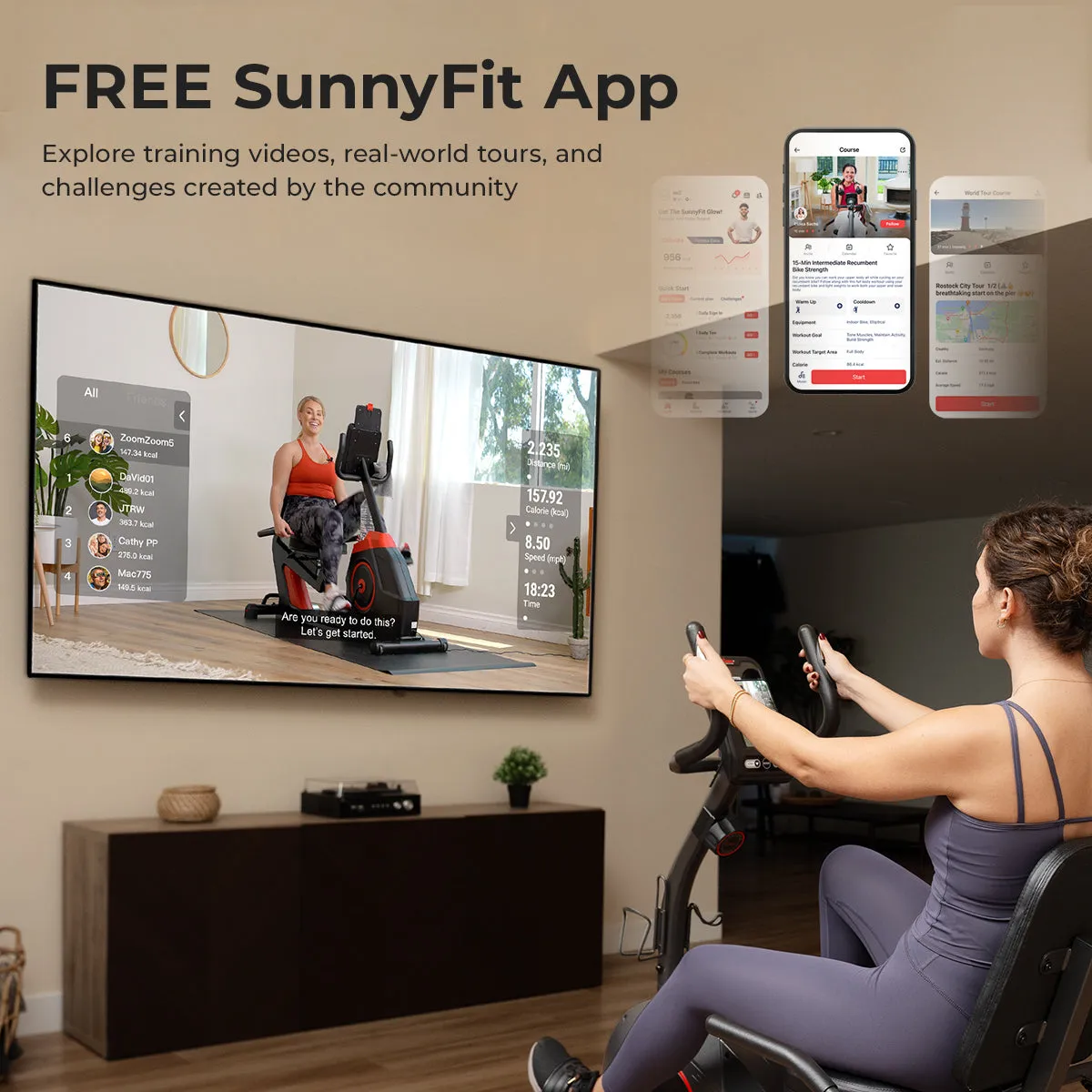 16-Level Smart Magnetic Resistance Recumbent Bike with Workout Bands