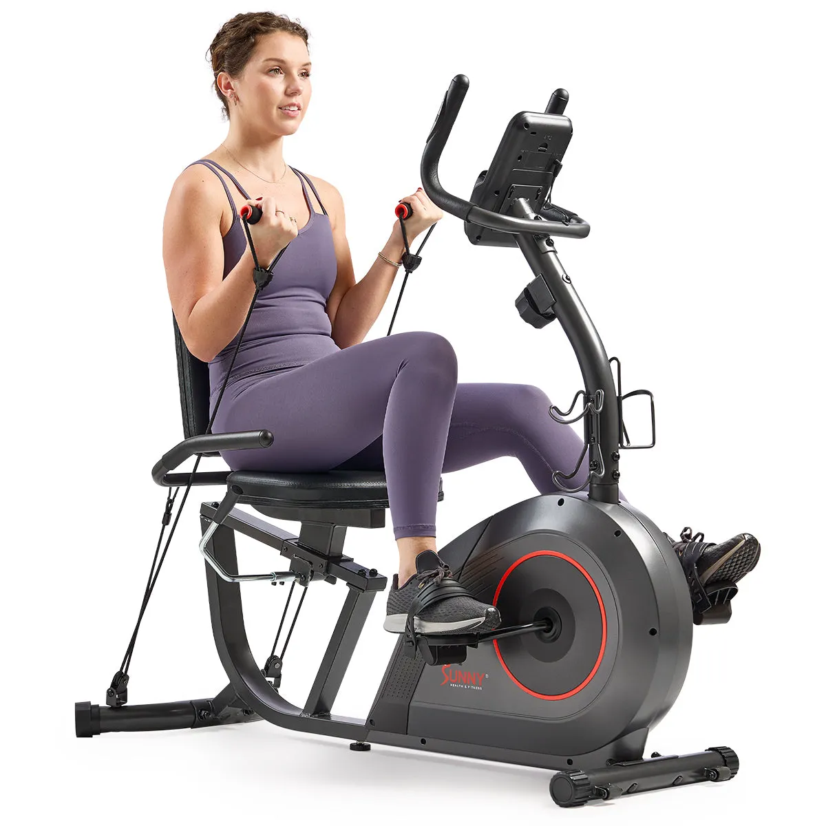 16-Level Smart Magnetic Resistance Recumbent Bike with Workout Bands