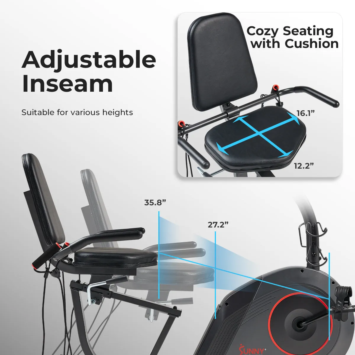 16-Level Smart Magnetic Resistance Recumbent Bike with Workout Bands