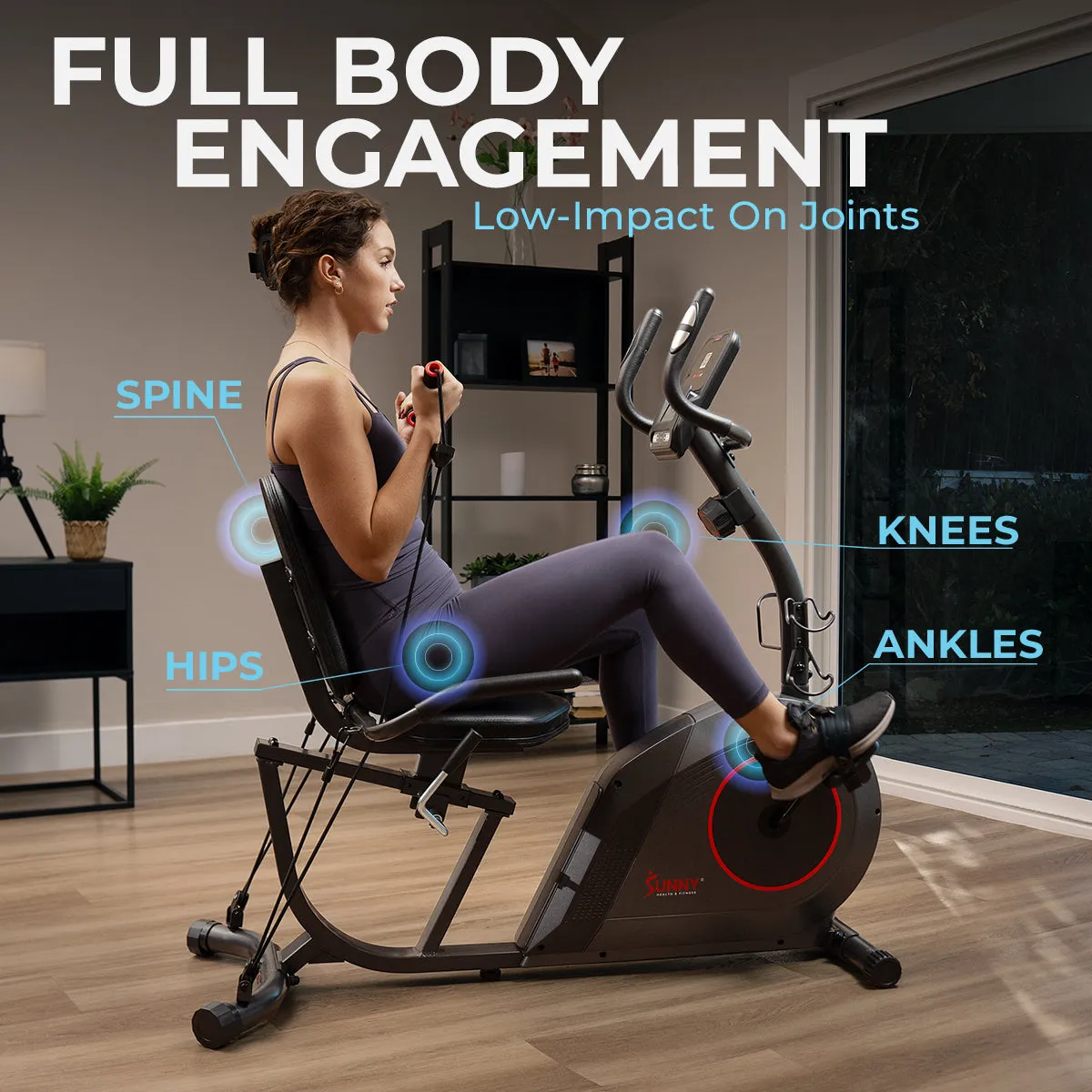 16-Level Smart Magnetic Resistance Recumbent Bike with Workout Bands