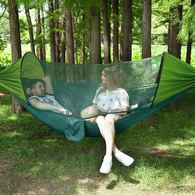 290*140cm Camping Hammock Nylon Automatic Quick Unfolding Outdoor Sunshade Anti-Mosquito Hammock