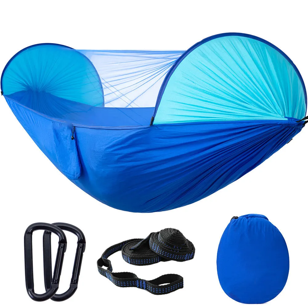 290*140cm Camping Hammock Nylon Automatic Quick Unfolding Outdoor Sunshade Anti-Mosquito Hammock