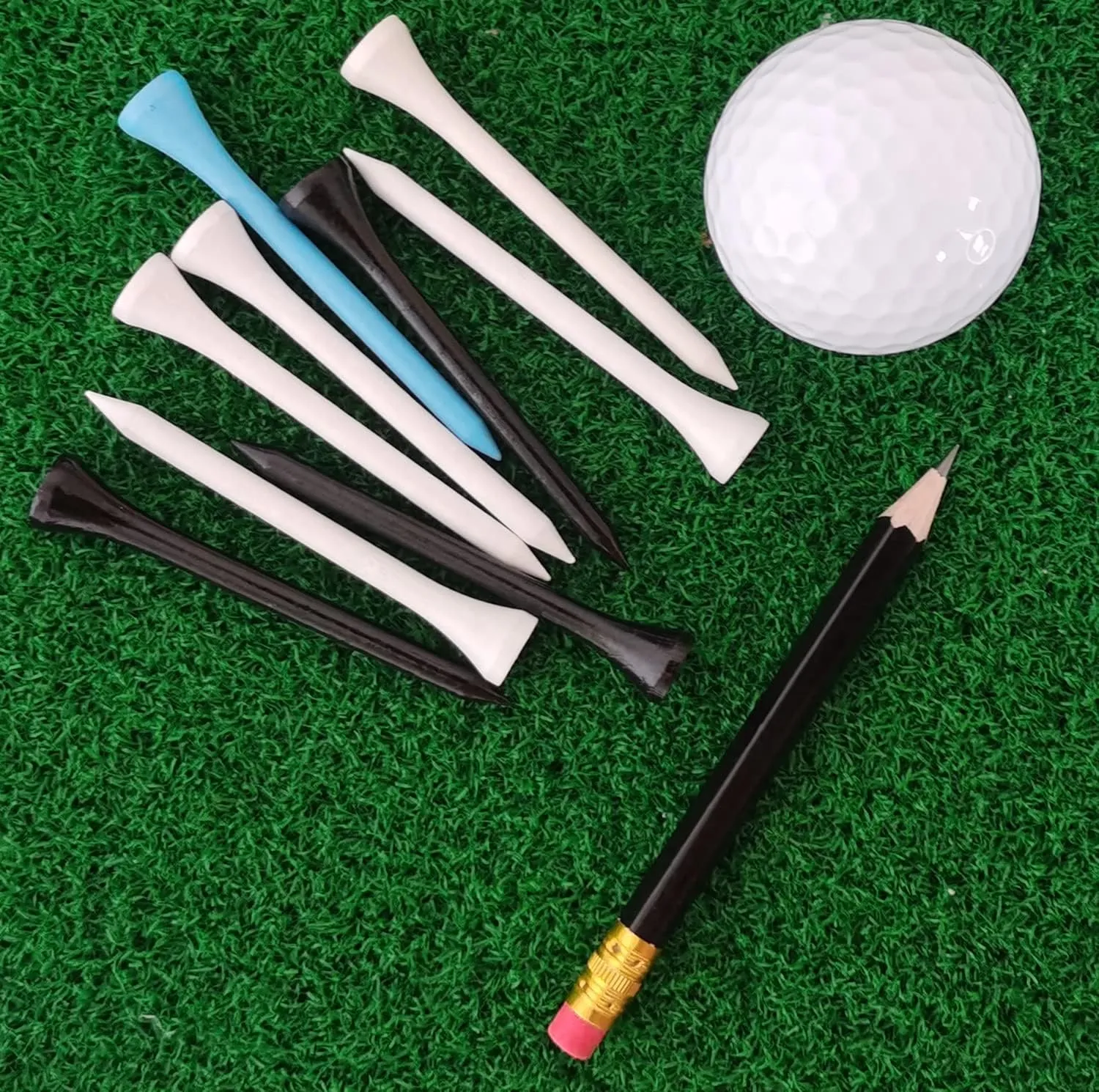 Adhere 25pcs Golf Pencils with Eraser Pre-sharpened Hexagon Woodcase Pencils Graphite 2B including a Sharpener for Golf Event Scoring,Classroom,Wedding,Pew, Pocket (Black)