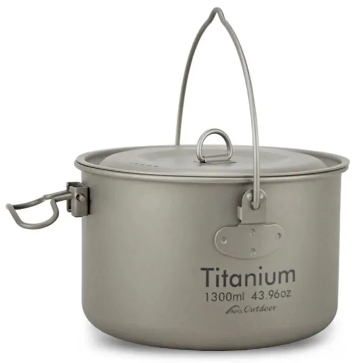 APG 1.3L Titanium Hanging Pot Camping Tableware Cooking Cookware set Ultralight Bowl Tableware