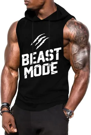 Babioboa Men's Workout Hooded Tank Tops Sports Training Sleeveless Gym Hoodies Bodybuilding Cut Off Muscle Shirts