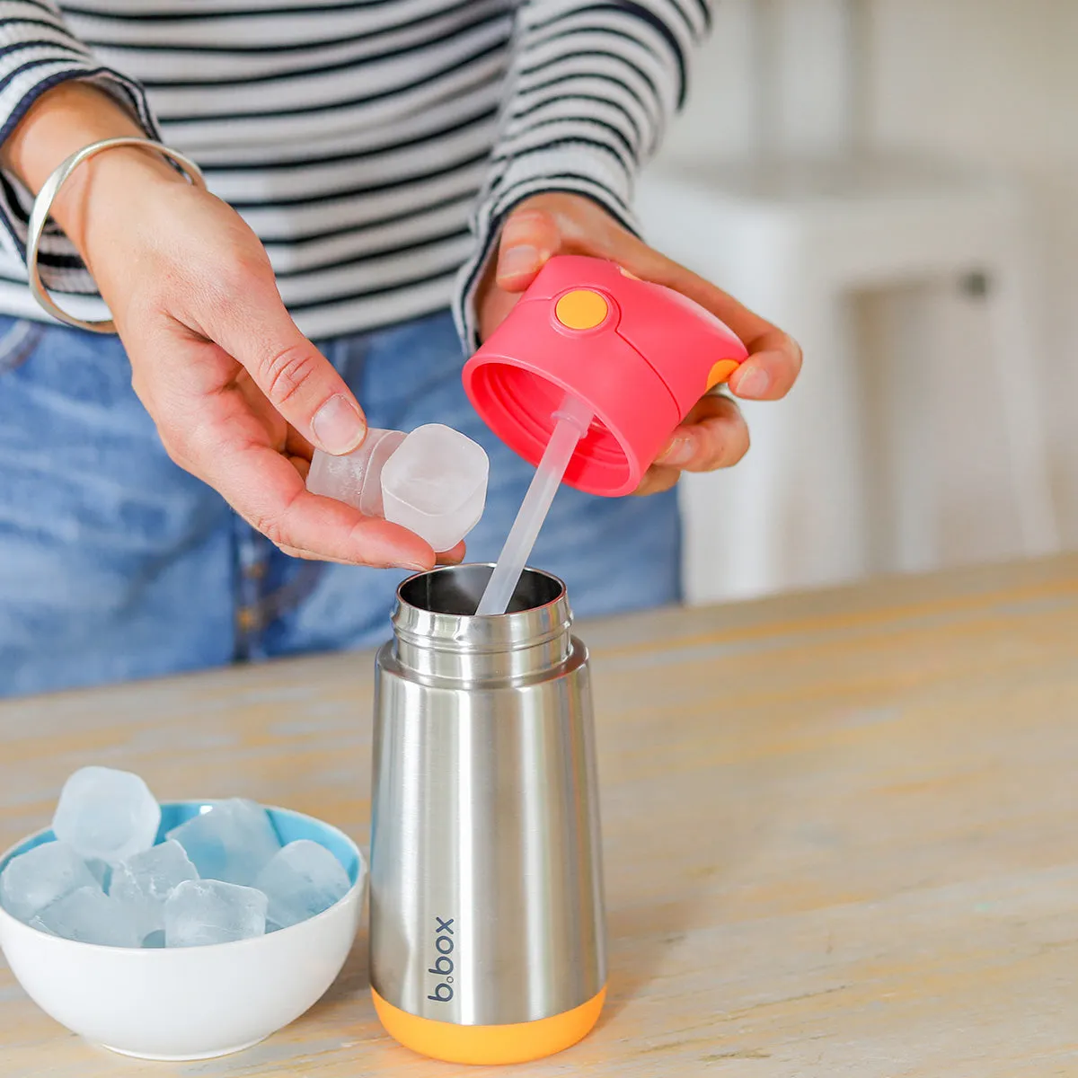 B.Box Insulated Straw Sipper - Strawberry Shake Pink Orange