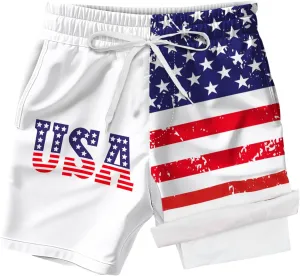Boys Swim Trunks with Compression Liner Kids Quick Dry Board Shorts Teen Bathing Suit Drawstring Swim Shorts