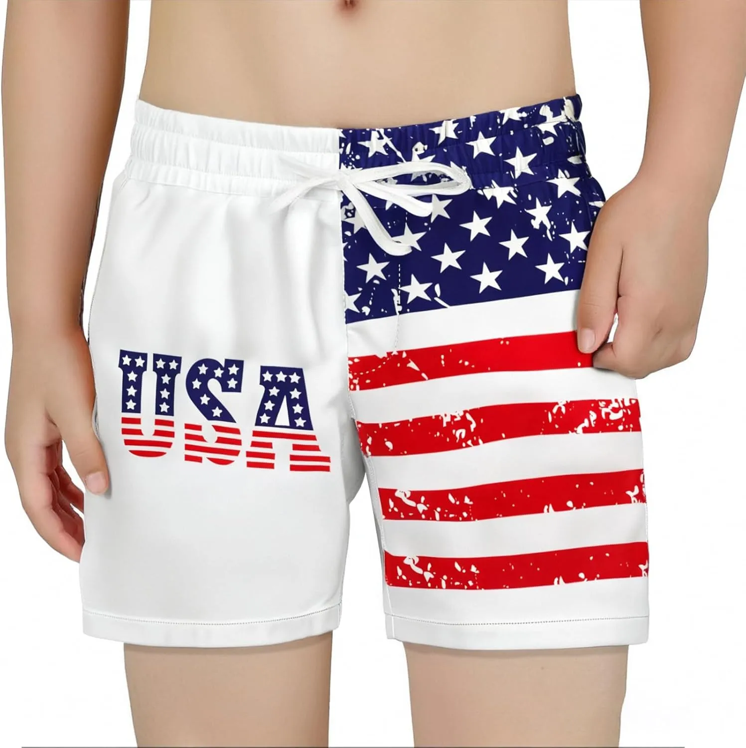 Boys Swim Trunks with Compression Liner Kids Quick Dry Board Shorts Teen Bathing Suit Drawstring Swim Shorts