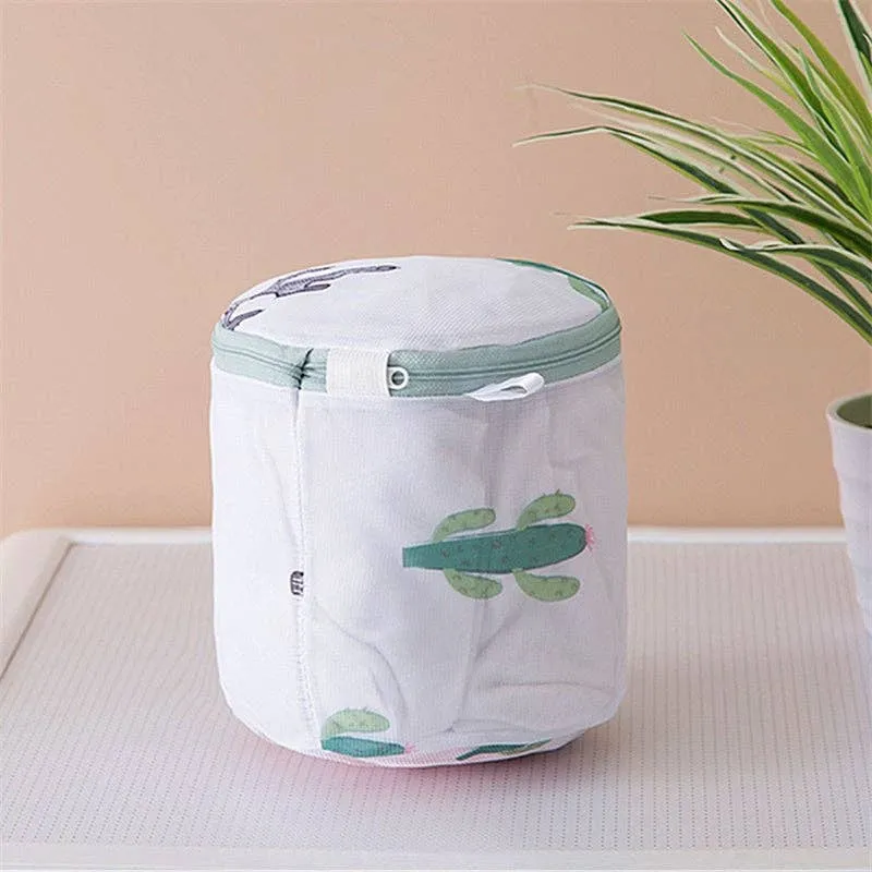 Cactus Print Mesh Laundry Clothes Bag