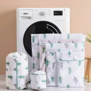 Cactus Print Mesh Laundry Clothes Bag