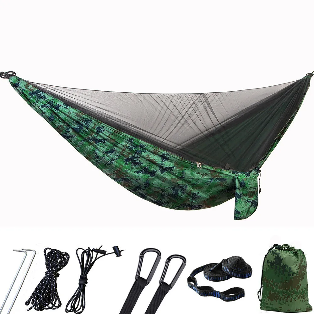 Camping Hammock Automatic Quick Unfolding Mosquito Net Nylon Mesh Camping Hammock