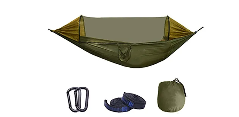 Camping Hammock Automatic Quickly Open with Mosquito Net Hammock Outdoor Nylon Cloth