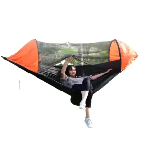 Camping Hammock Automatic Quickly Open with Mosquito Net Hammock Outdoor Nylon Cloth