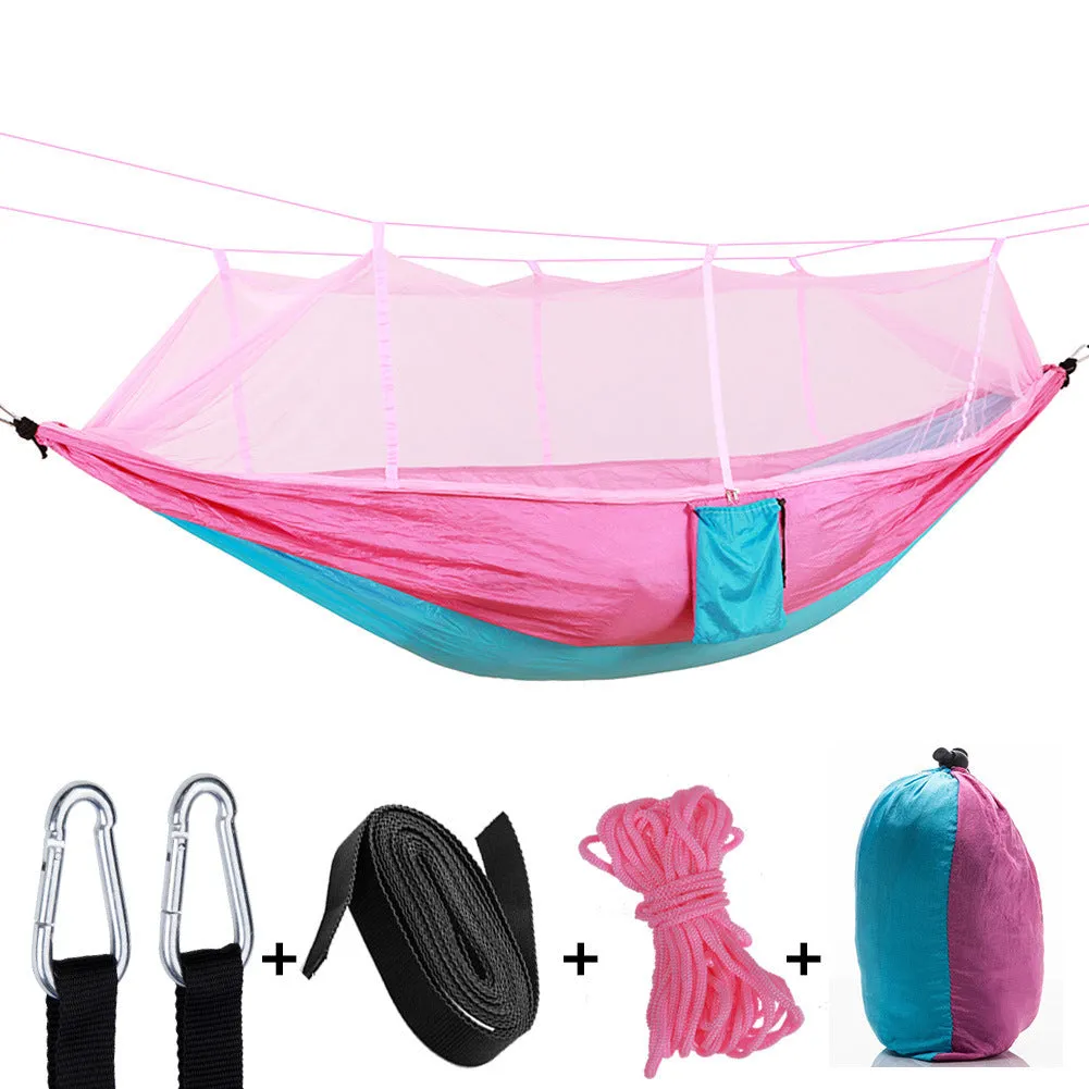 Camping Hammock Outdoor Camping with Mosquito Net Ultralight Nylon Double
