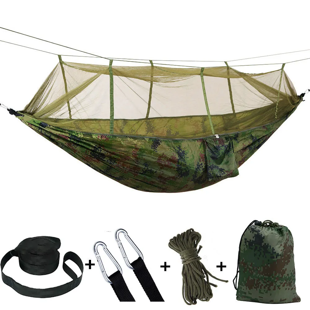 Camping Hammock Outdoor Camping with Mosquito Net Ultralight Nylon Double