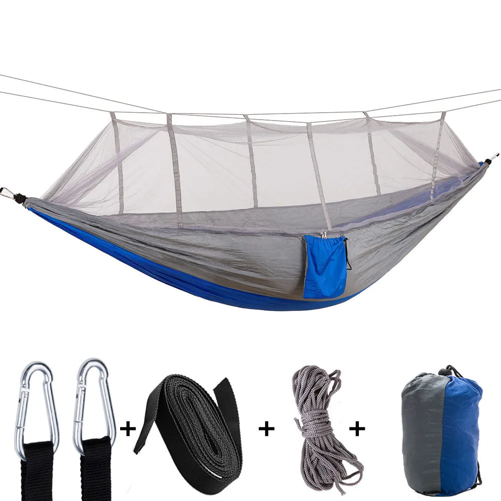 Camping Hammock Outdoor Camping with Mosquito Net Ultralight Nylon Double