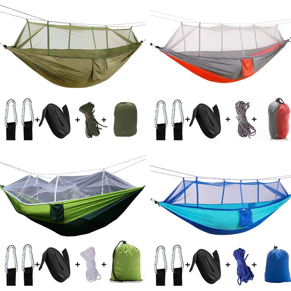 Camping Hammock Outdoor Camping with Mosquito Net Ultralight Nylon Double
