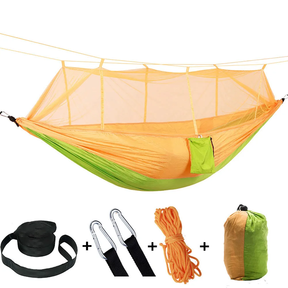 Camping Hammock Outdoor Camping with Mosquito Net Ultralight Nylon Double