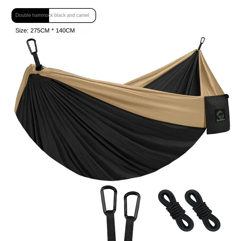 Camping Hammock Single Double Camping Nylon Indoor Color Matching Swing Anti-Rollover