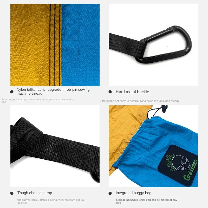 Camping Hammock Single Double Camping Nylon Indoor Color Matching Swing Anti-Rollover