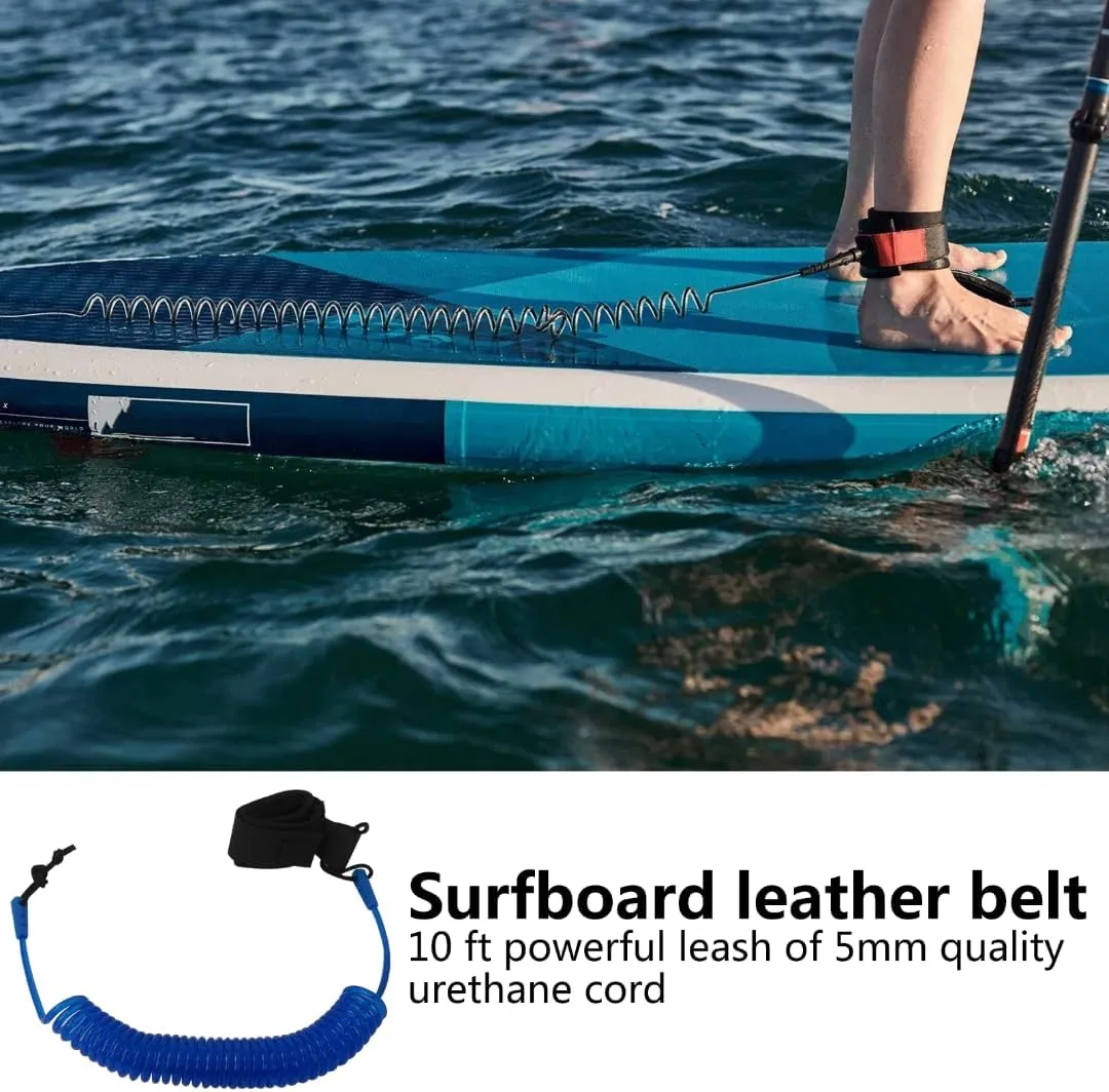 Coil SUP Leash, 10 ft Coiled Paddle Board Leashes, for Longboard Surfboards, Stand-up Paddleboards, SUP Replacement Leg Rope