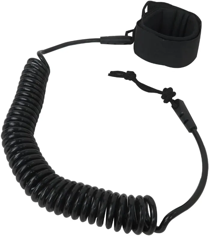 Coiled SUP Leash 10' Surfboard Leash Sup Leg Rope Strap Stand Up Paddleboard Leash (Black)