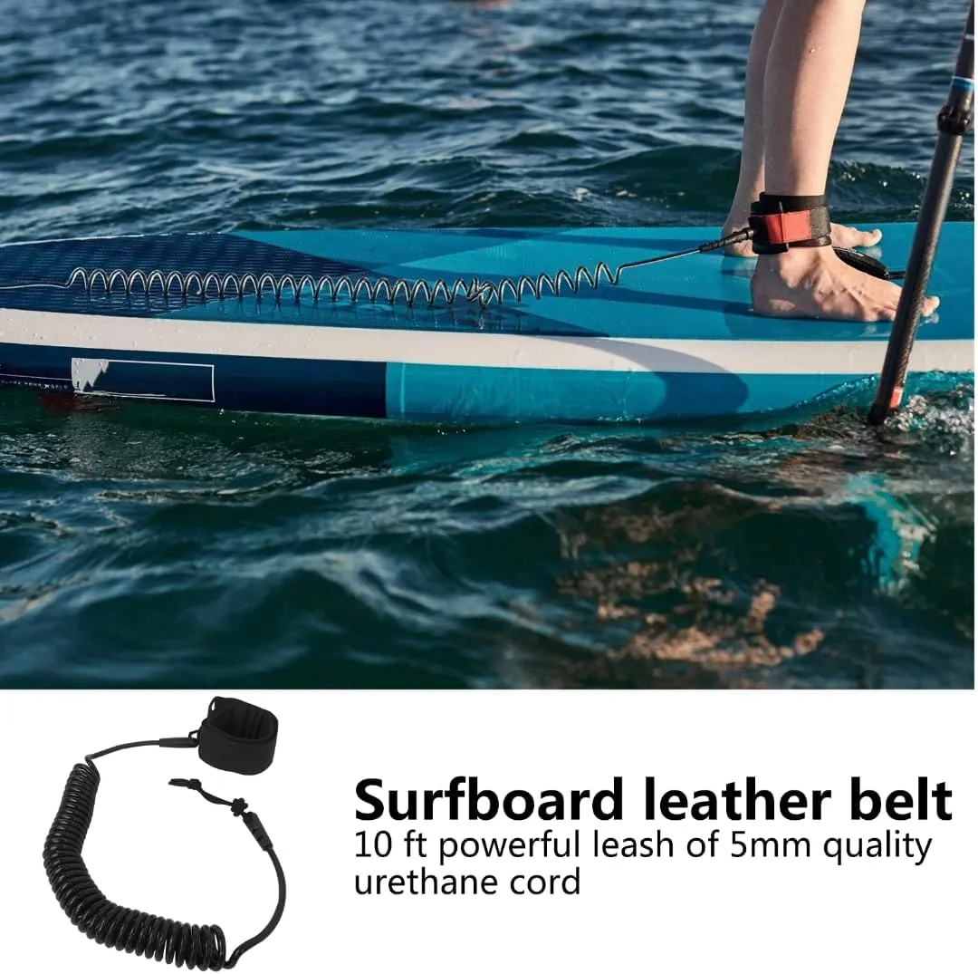 Coiled SUP Leash 10' Surfboard Leash Sup Leg Rope Strap Stand Up Paddleboard Leash (Black)