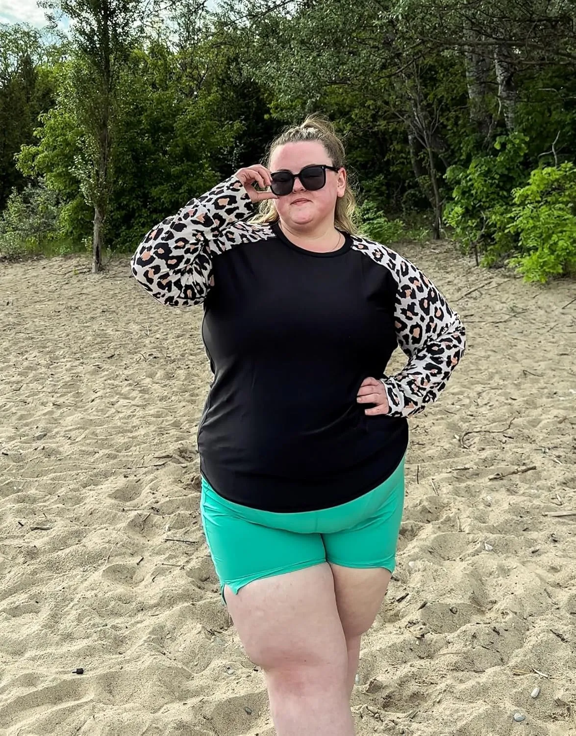 COOTRY Womens 5'' Plus Size Swim Board Shorts High Waisted Quick Dry Beach Shorts Swimsuit Bottoms with Pockets