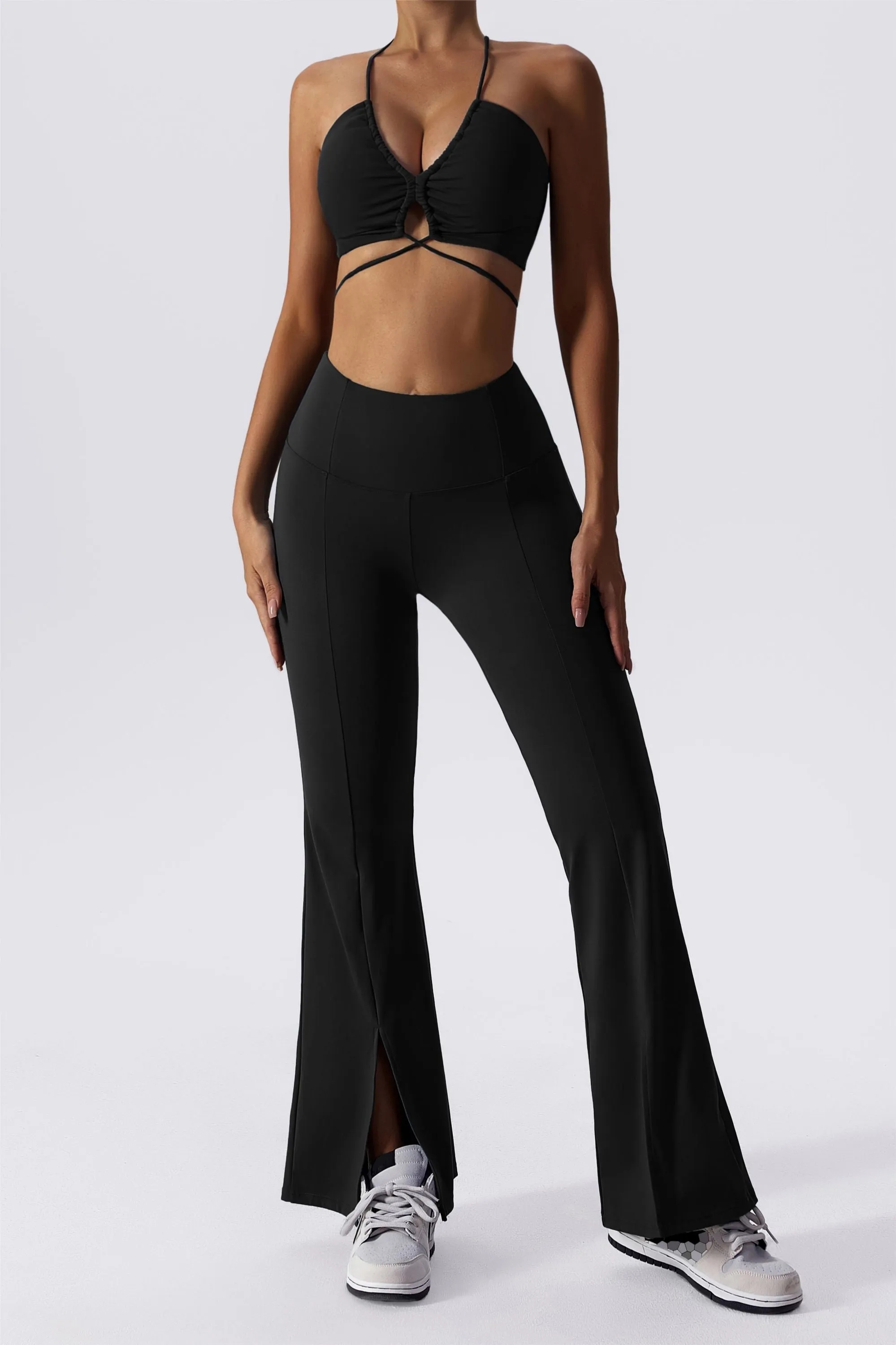 Criss Cross Straps with Drawstring Sports Bra