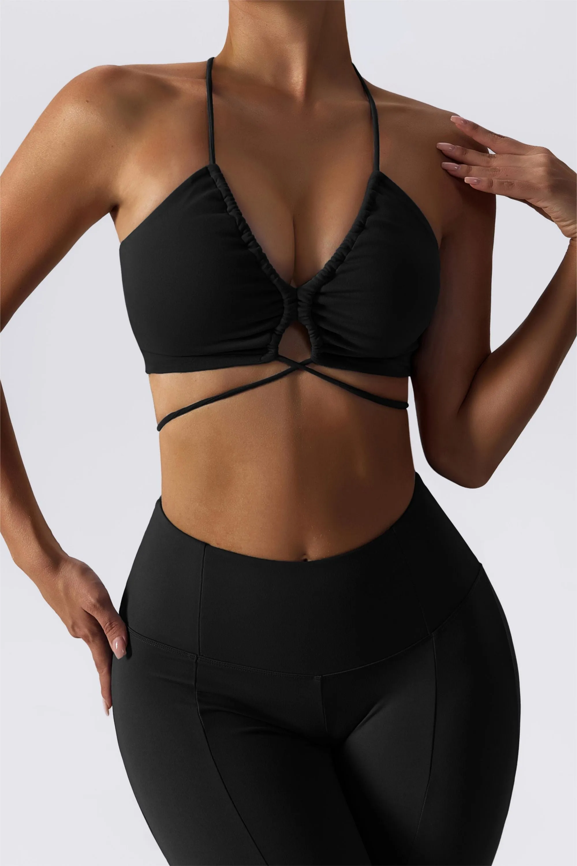 Criss Cross Straps with Drawstring Sports Bra