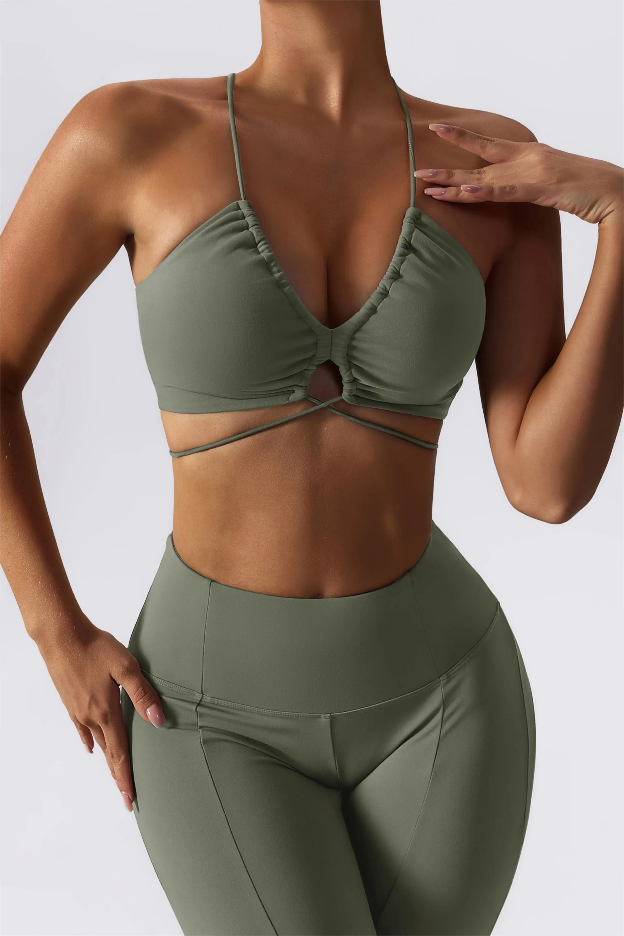 Criss Cross Straps with Drawstring Sports Bra