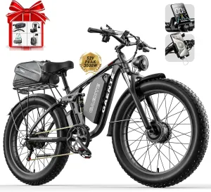 Dual Motor Peak 3000W Electric Mountain Bike for Adults - 52V 23Ah Battery, 37 MPH Max Speed, 26"x4" Fat Tires, Hydraulic Disc Brakes - Off-Road E-Bike for Men & Women (UL Certified)