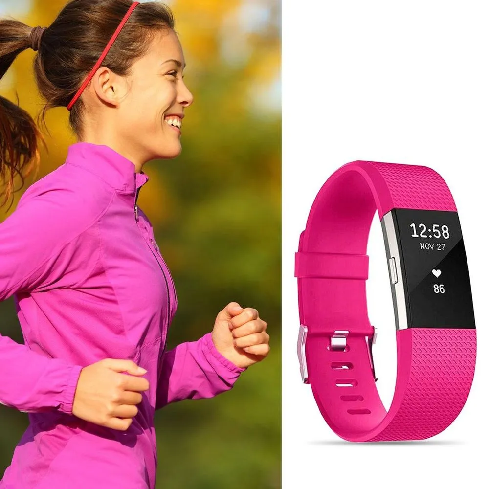 Fitbit Charge2 Classic Replacement Straps, Adjustable Straps Metal Clasp,HotPink