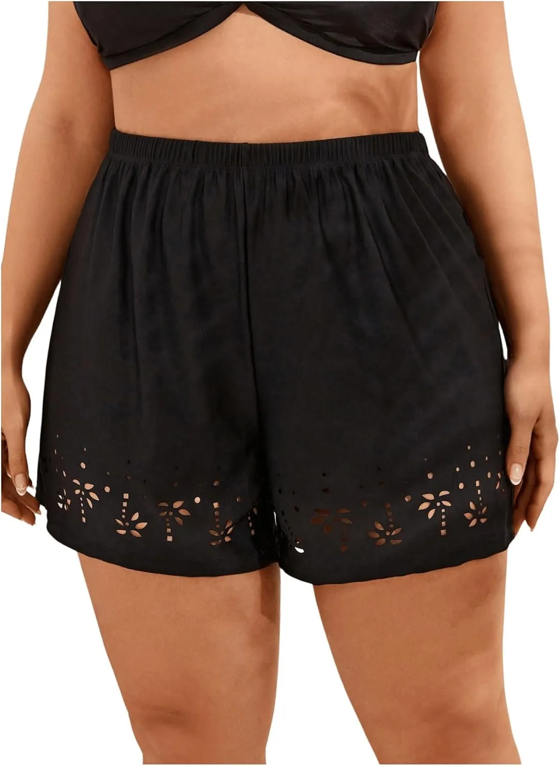 Floerns Women's Plus Size Swim Board Shorts with Pockets Bathing Suit Shorts