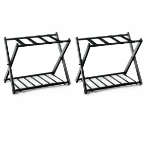 Folding Luggage Rack with Shelf, Set of 2