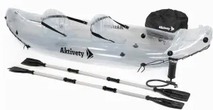  Inflatable Clear Kayak 2 Person Adult  Transparent Tandem Crystal Kayaks with See Through Bottom  Blow Up Heavy Duty Fishing Canoe Boat for River, Pool  2 Paddlers Set Included