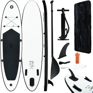 Inflatable Stand-up Paddle Board Set for Adventure and Relaxation, Stable Design with Puncture-Resistant Build, Black and White