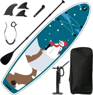 Inflatable Stand Up Paddle Board Simple Deluxe for All Skill Levels, Paddle Boards for Youth and Adults, Blow Up Stand-Up Paddleboards with Accessories and Backpack, Surf Control, Black