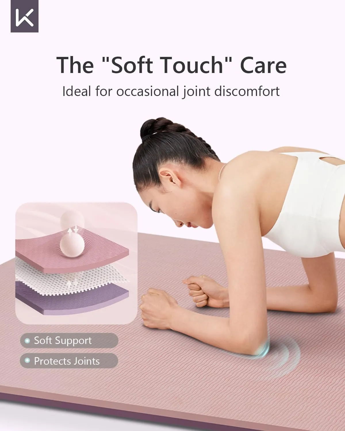 KEEP Yoga Mat Non Slip, Hot Yoga Mat for Women, 72"x24" Double-Color Exercise mat for Home Workout, Premium TPE 7mm Thickened Lightweight Workout Mat for Pilates and Fitness