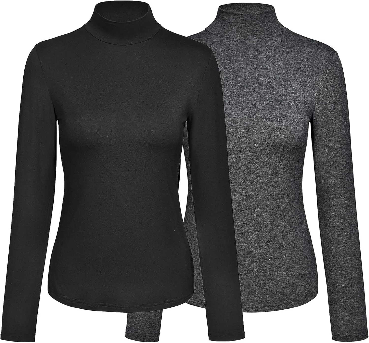 Kindcall Womens Slim Fitted Mock Turtleneck Tops Long Sleeve Lightweight Base Layer Shirts
