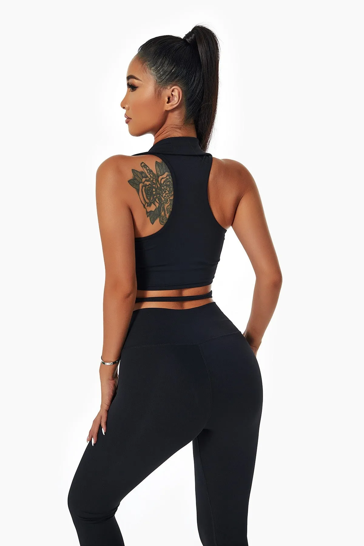 Lapel Ruched Front Tank Tops Built In Bra