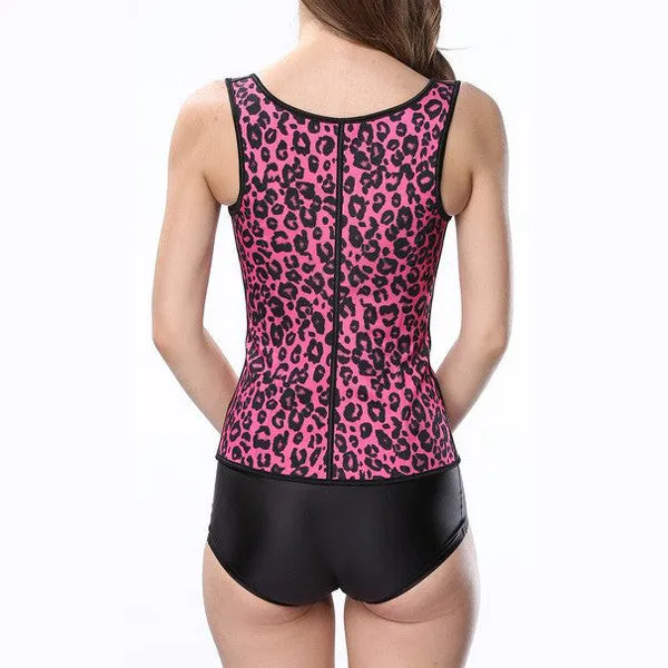 Leopard Latex Waist Trainer Shapewear With Straps Fajas Colombianas Corset