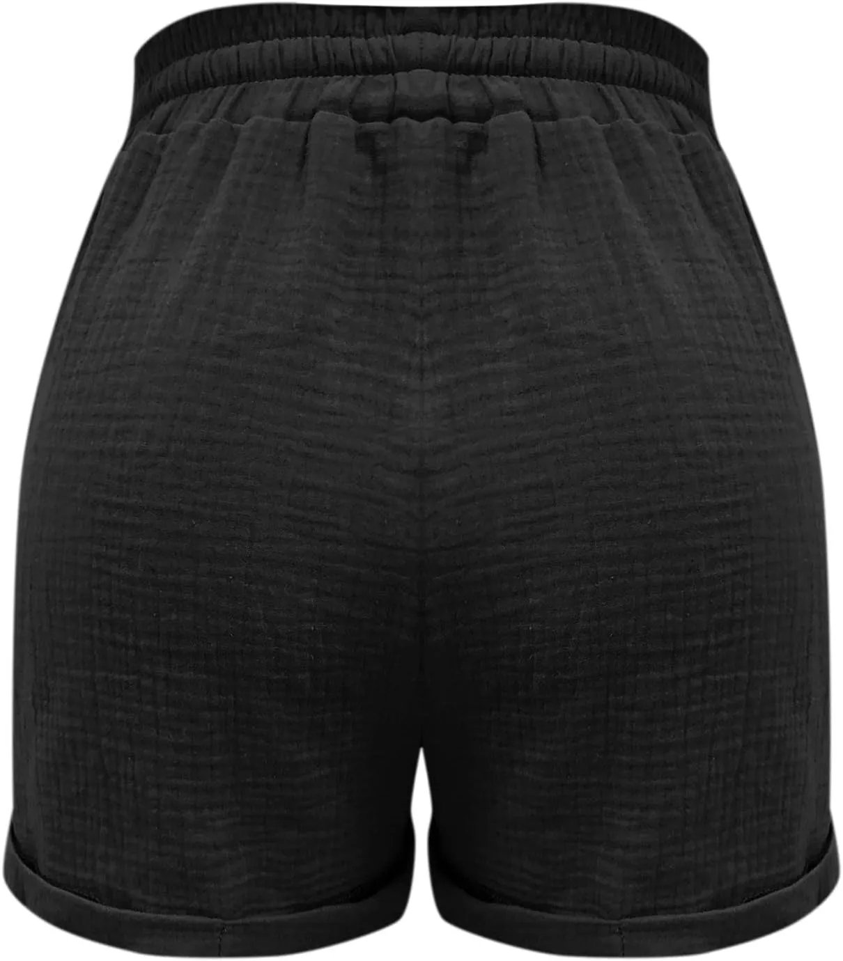 Linen Shorts for Women Summer Casual Loose Shorts Drawstring Elastic Waist Lightweight Bermuda Shorts with Pockets