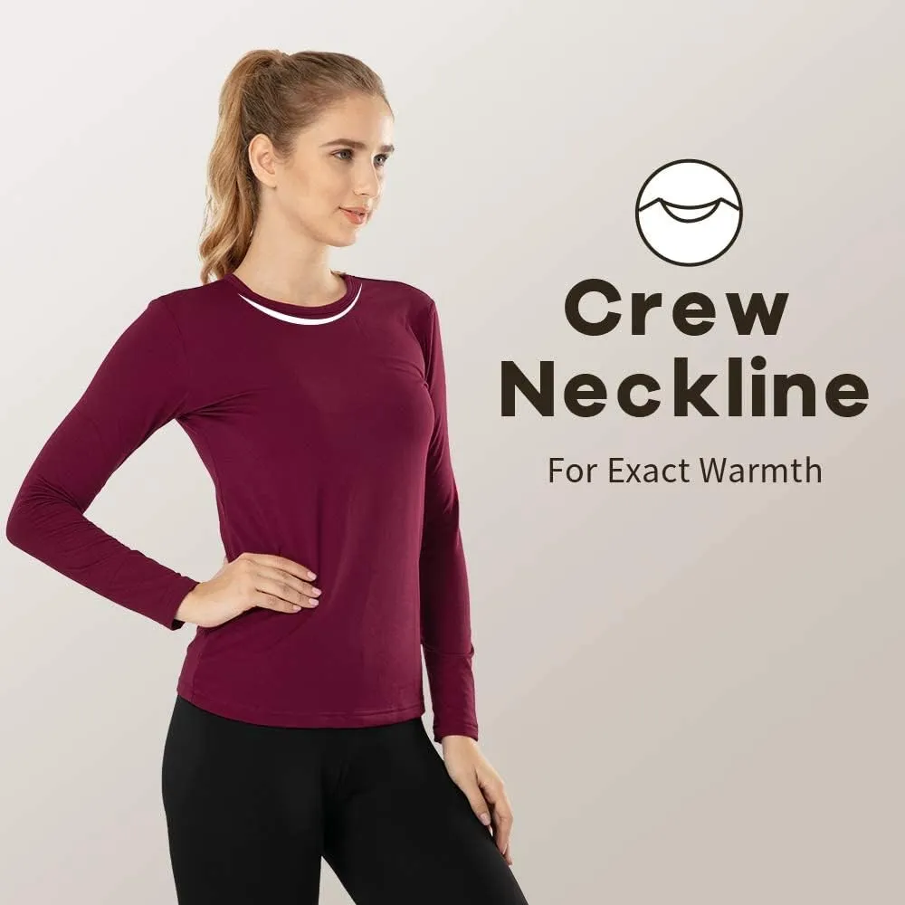 MANCYFIT Womens Thermal Tops Fleece Lined Shirt Long Sleeve Base Layer