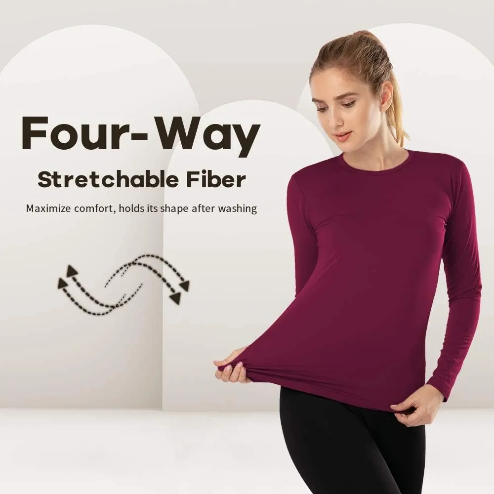 MANCYFIT Womens Thermal Tops Fleece Lined Shirt Long Sleeve Base Layer