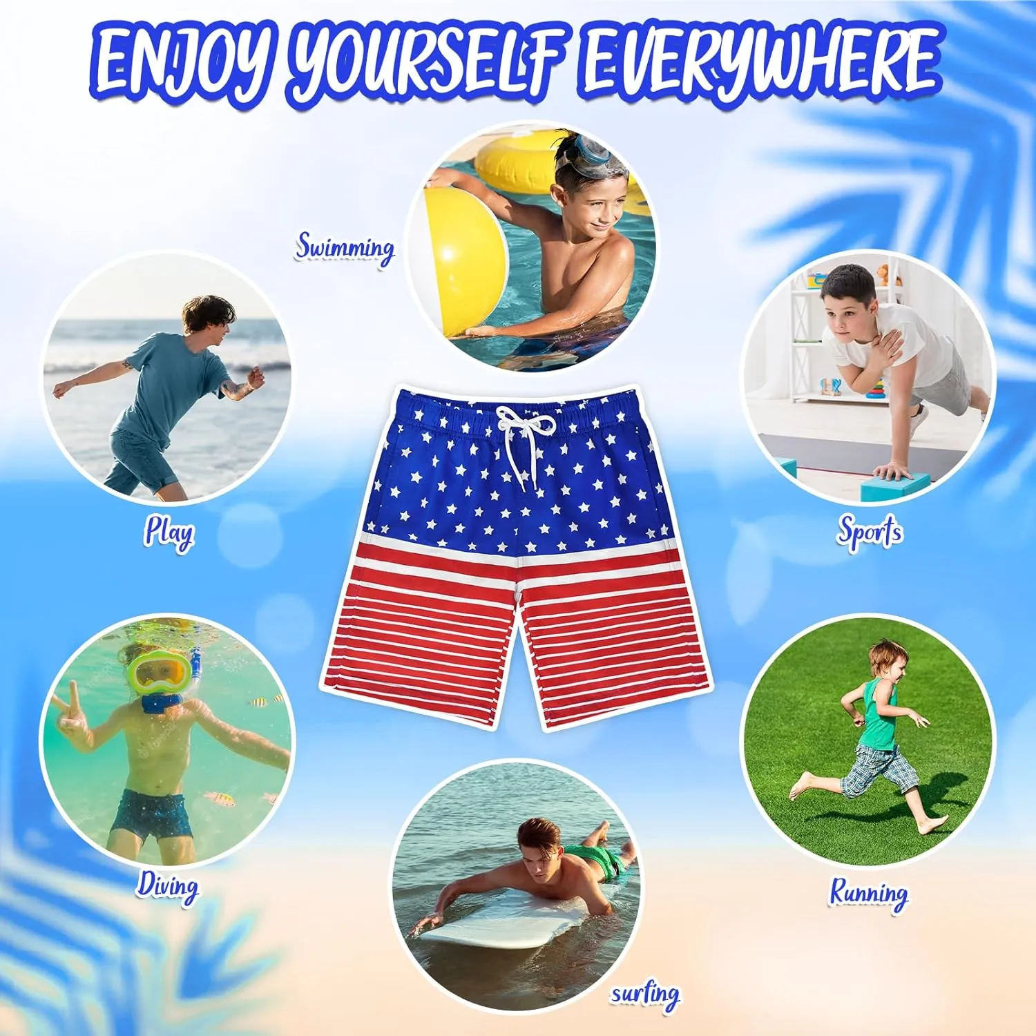 OlyPegic Boys Swim Trunks Swim Shorts Quick Dry Boys Bathing Suit Swimsuit Swimwear Toddler Kids Beach Board Shorts Youth