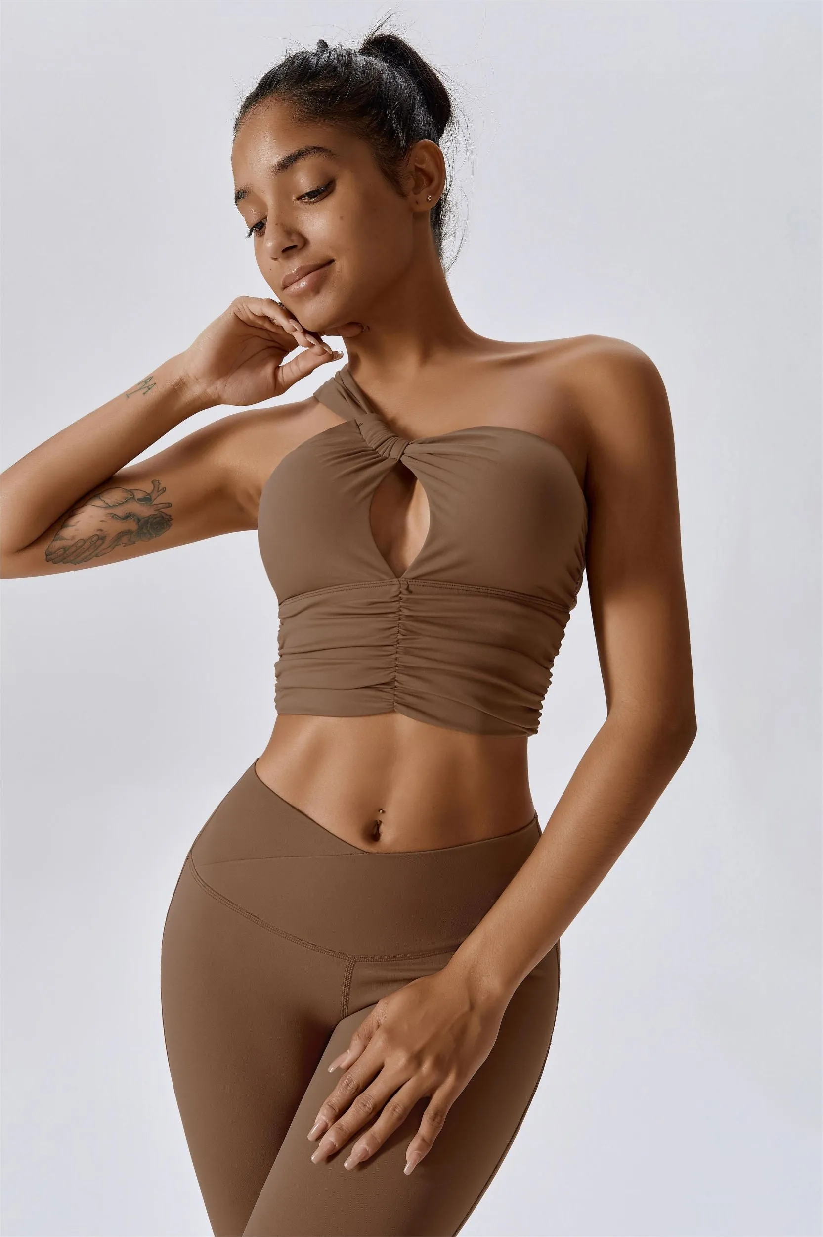 One Shoulder Ruched Bra Top