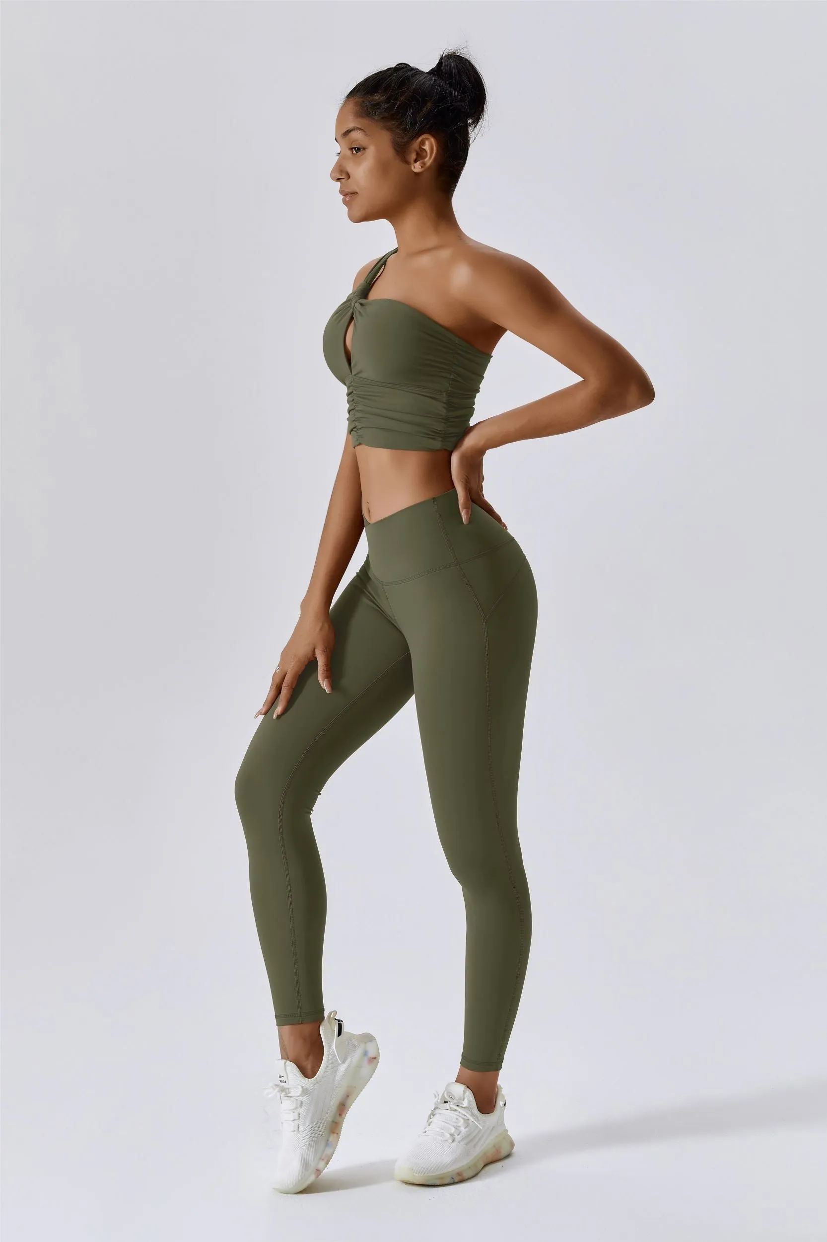 One Shoulder Ruched Bra Top