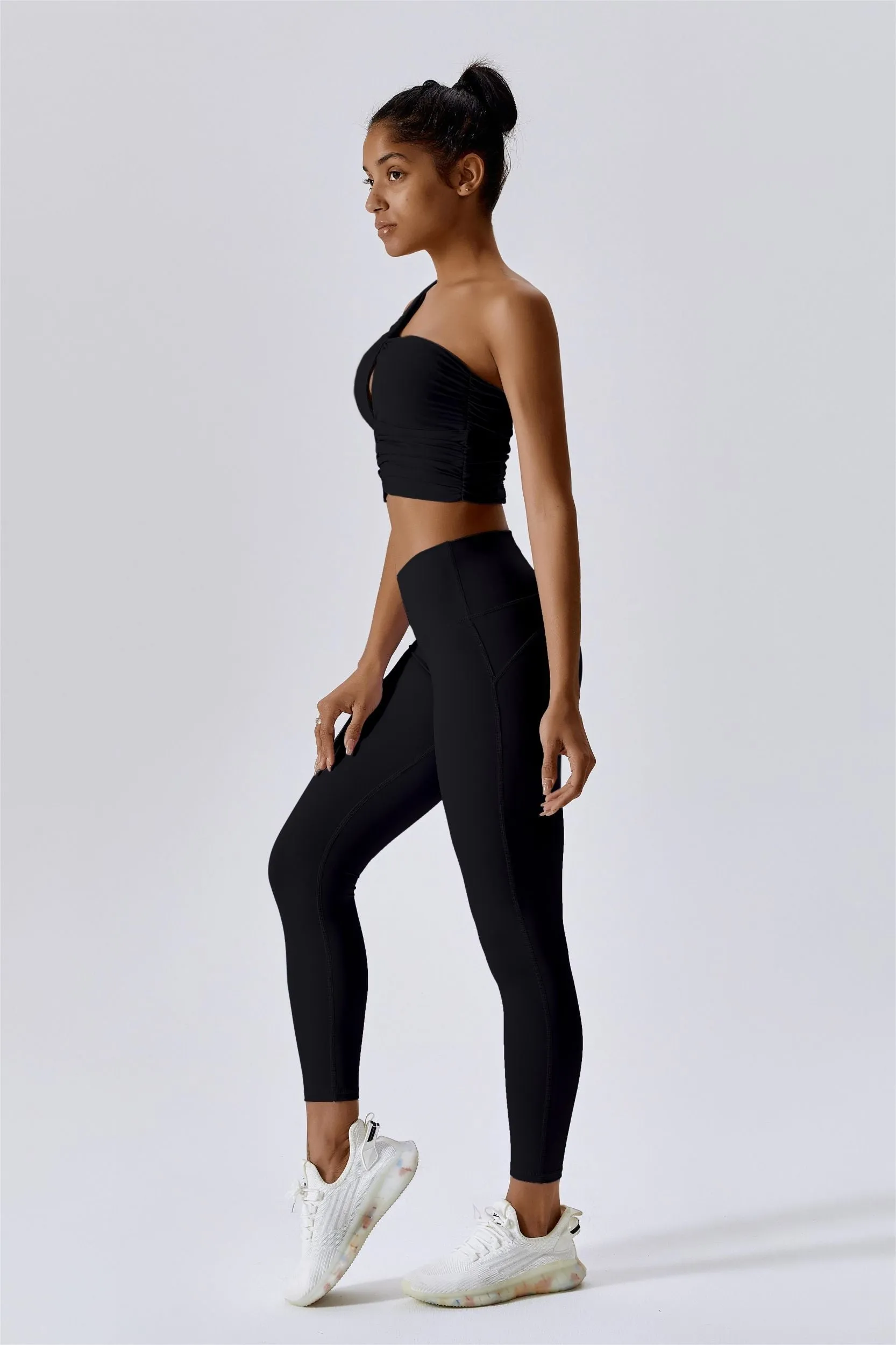 One Shoulder Ruched Bra Top